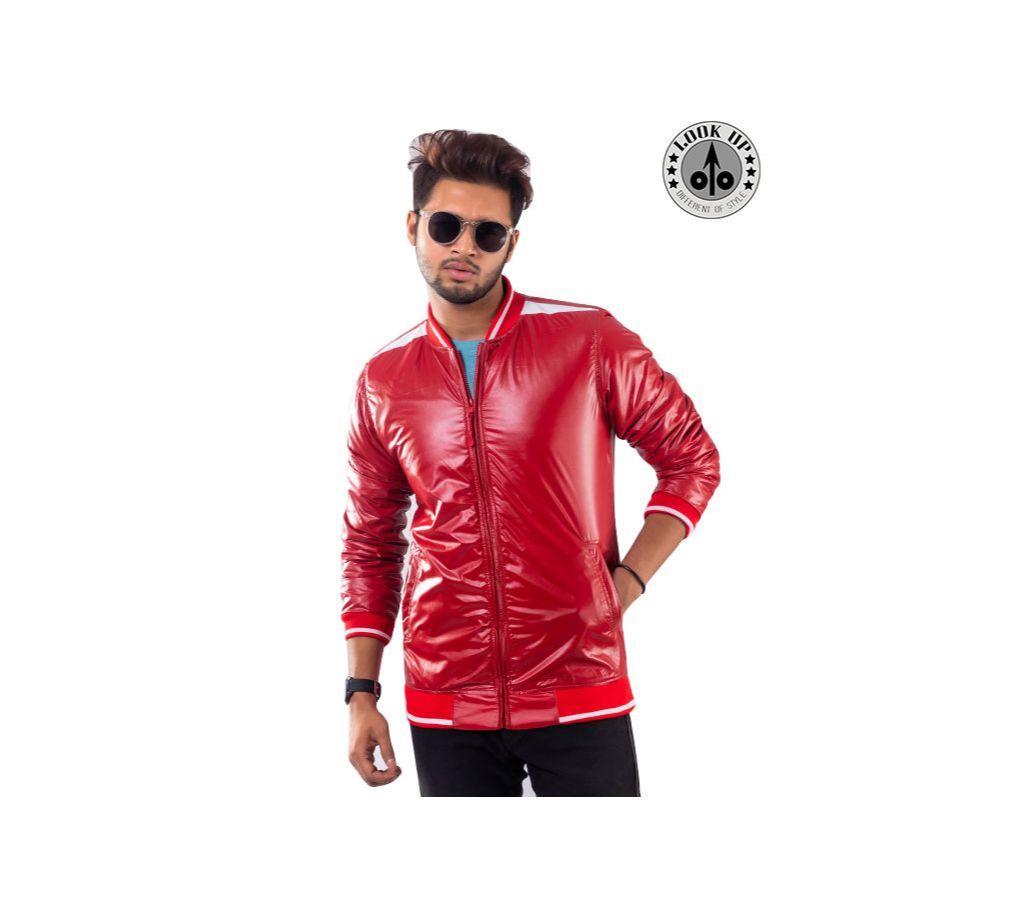 Red Paded Biker Jacket For Men