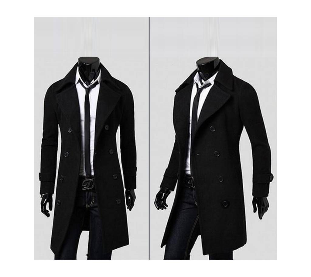 Gents Full Sleeve Cotton Overcoat Black 