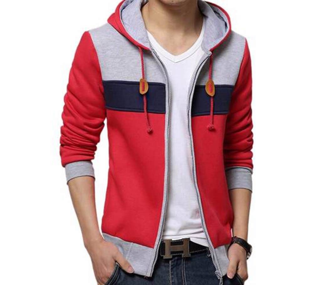 Mens Red Colour Bonded Hoodies