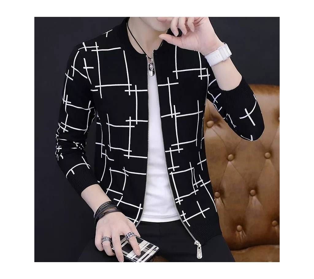 Men's Full Sleeve Winter Jacket - HD224 -Blackl Check - MAF