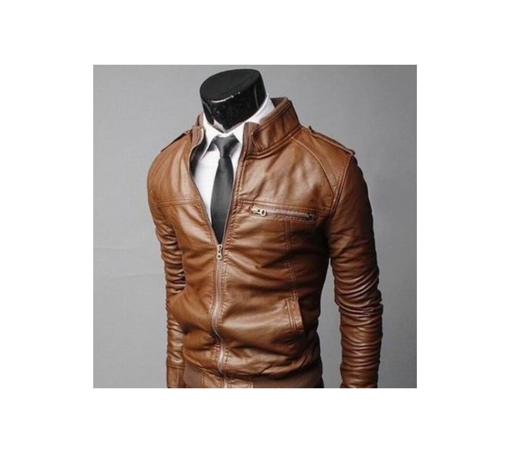 Motorcycle leather coat for men