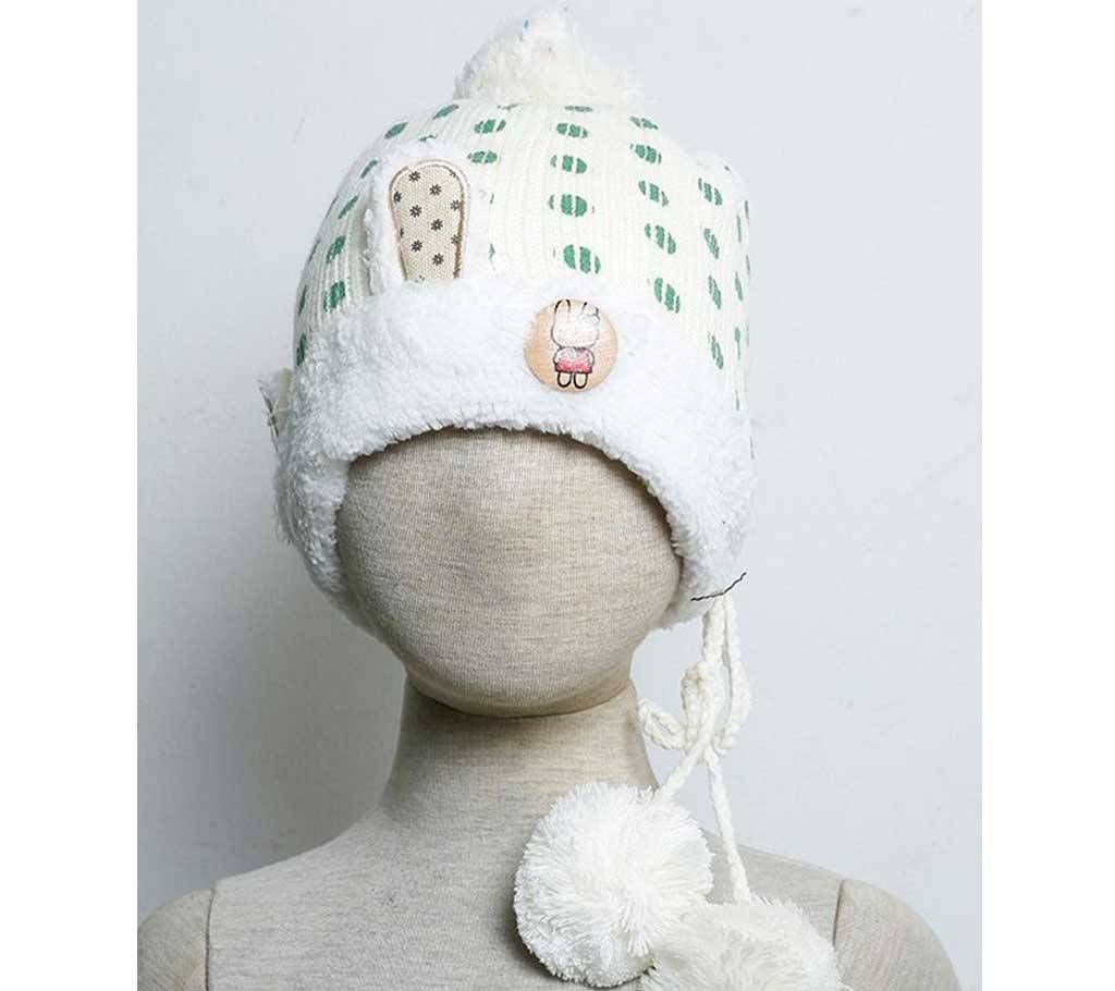 Kids Monkey Cap- Dot (White)