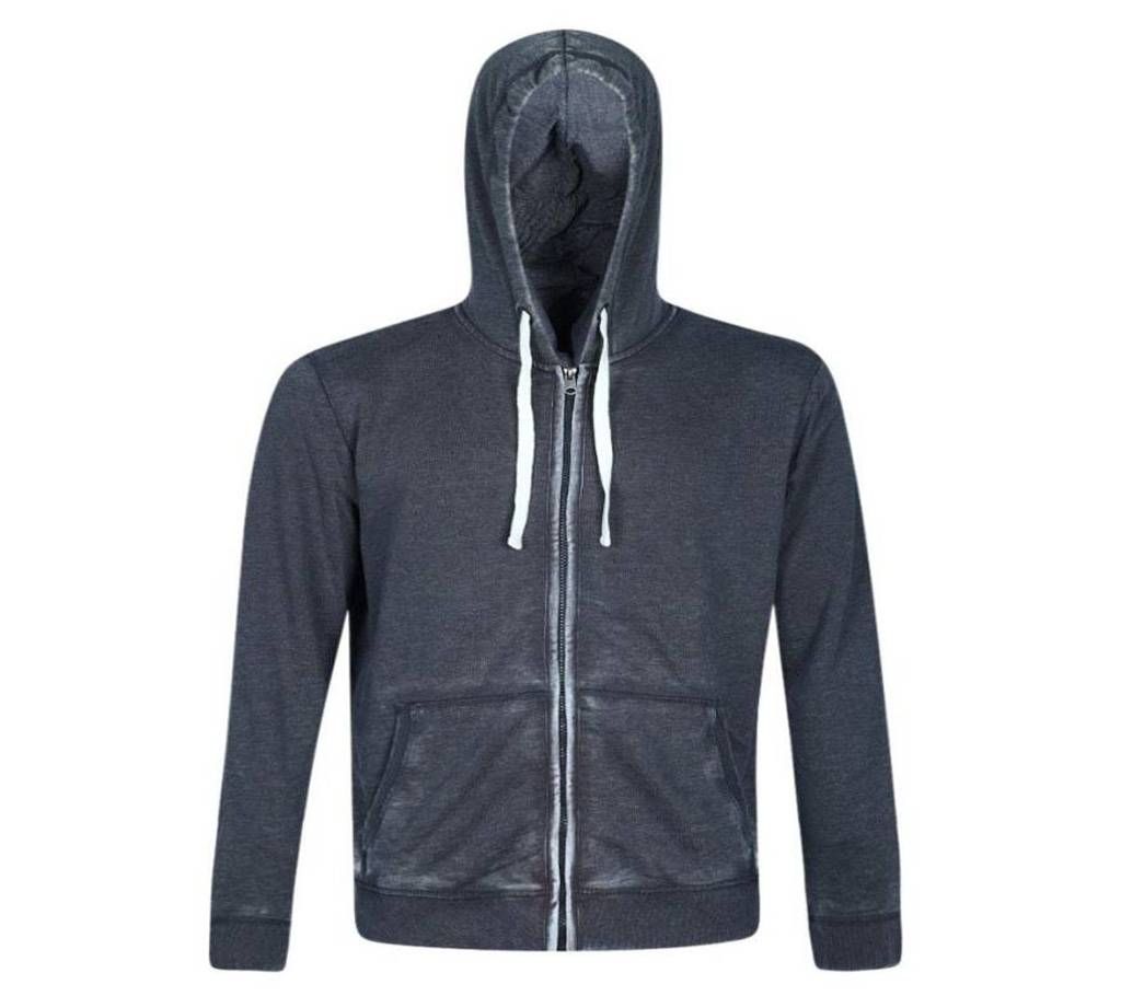 Dark Grey Cotton Casual Long Sleeve Hoddie
