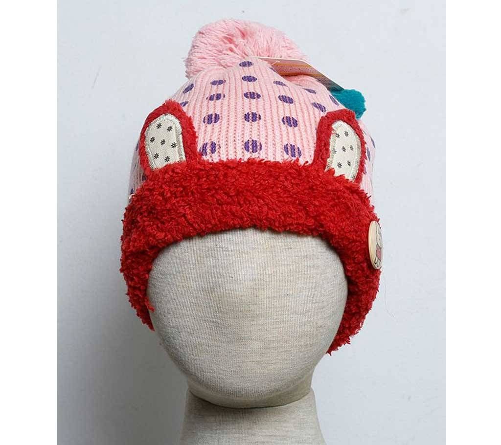 Kids Monkey Cap- Dot (Pink)