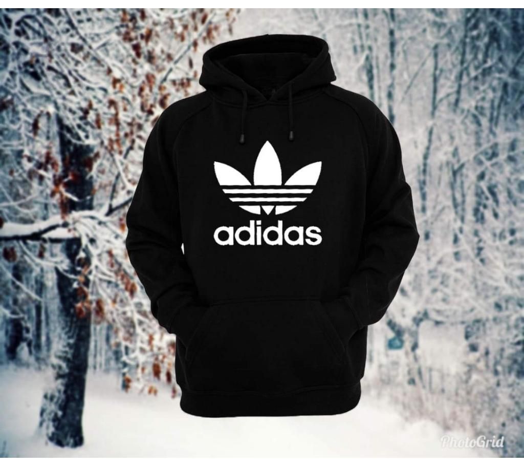 Black adidas Printed Cotton Hoodie