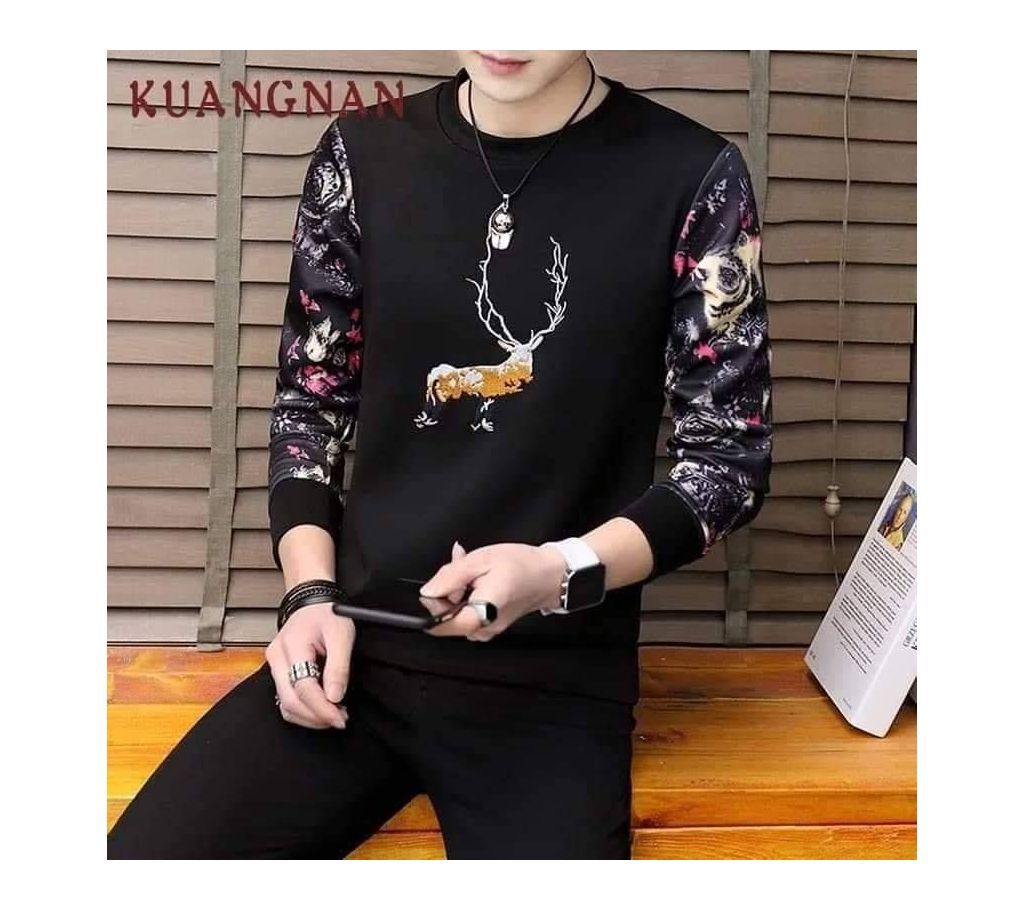 Mens Stylish Sweat Shirt - TS123 - Black - MAF