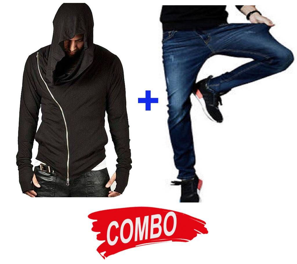 Gent's Full Sleeve Hoodie + jeans pants Combo 