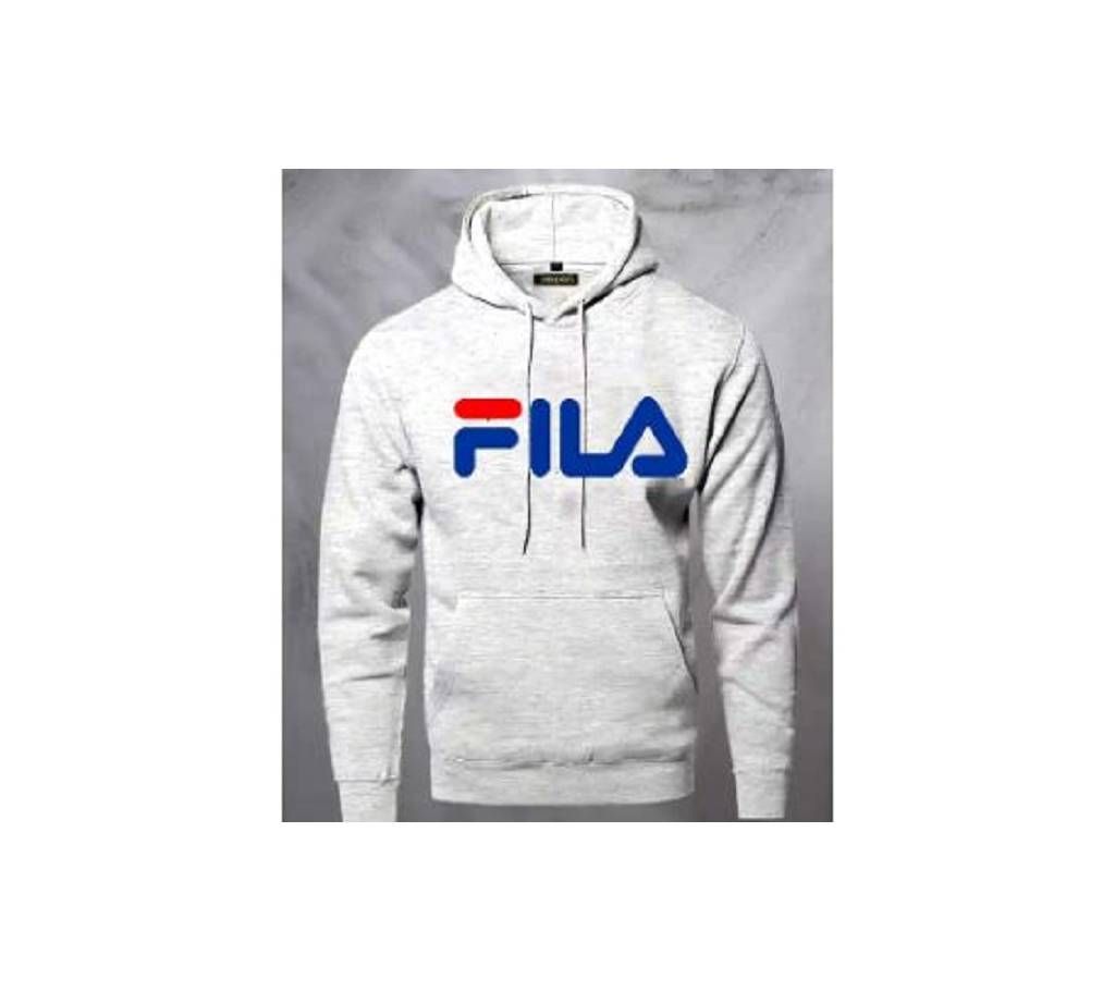 Mens Full Sleeve Fila Grey Color Hoodie