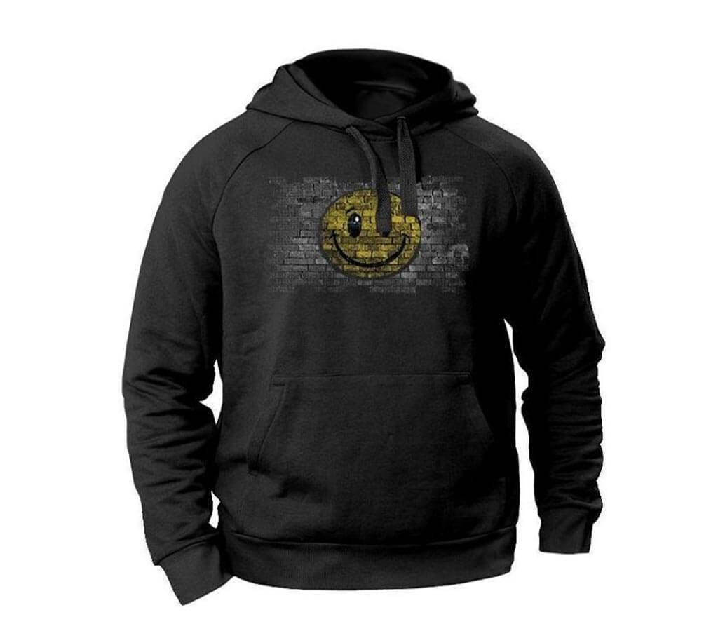 Trendy Hoodie Black Smiley