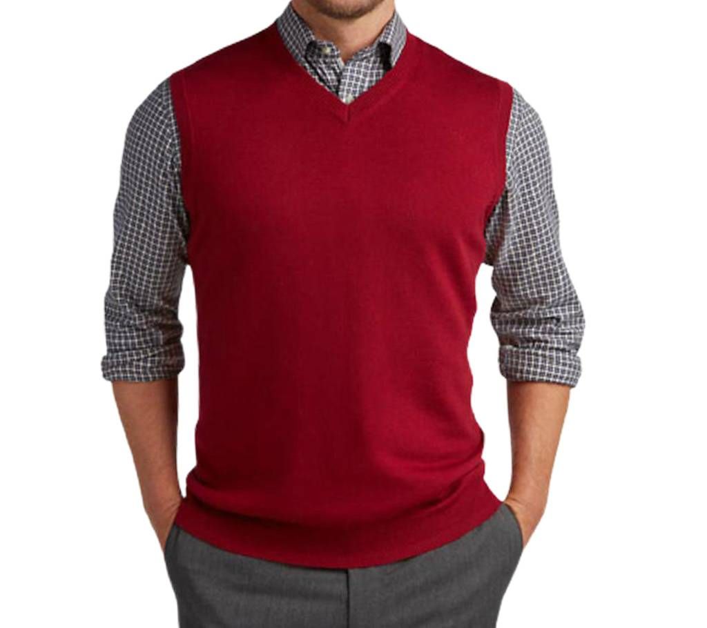 Sleeveless Sweater for Men-Red