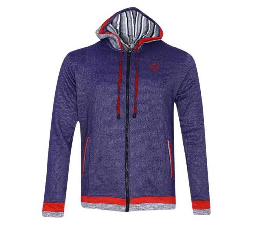 Purple Cotton Hoodie For Men
