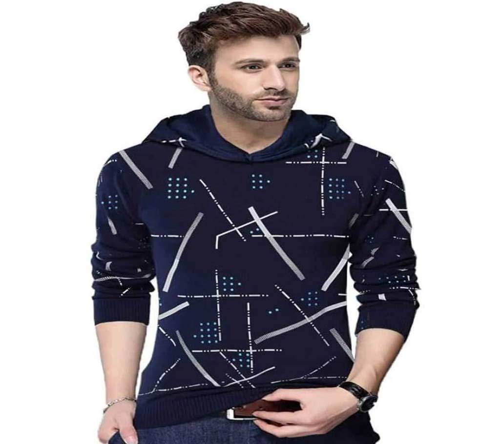 Mens Full Sleeve Winter Hoodie - HD214 - Dark Blue - MAF