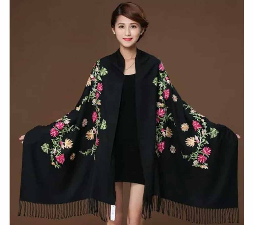 Black Original Indian glamourous kasmiri Shawl for womenck