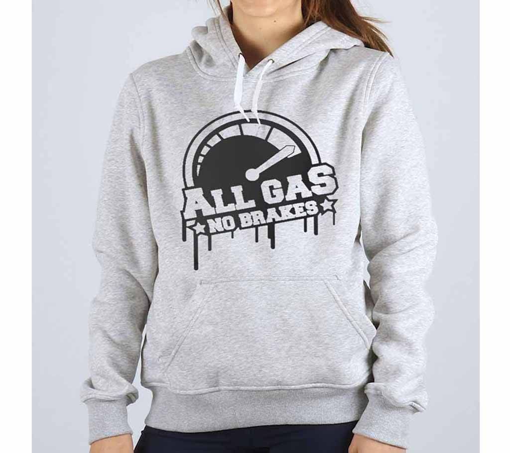 All Gas-Grey Melange-Ladies-Hoodie