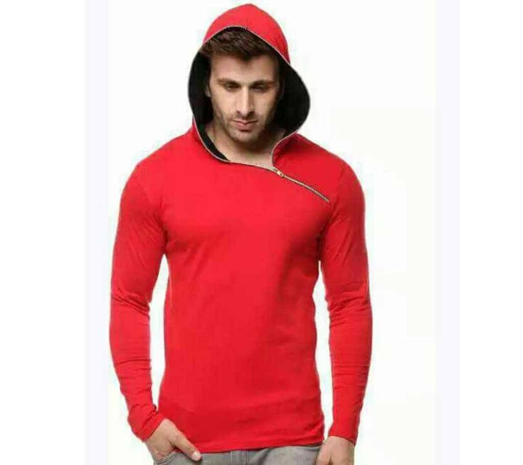 Gents full sleeve Red color hoodie 