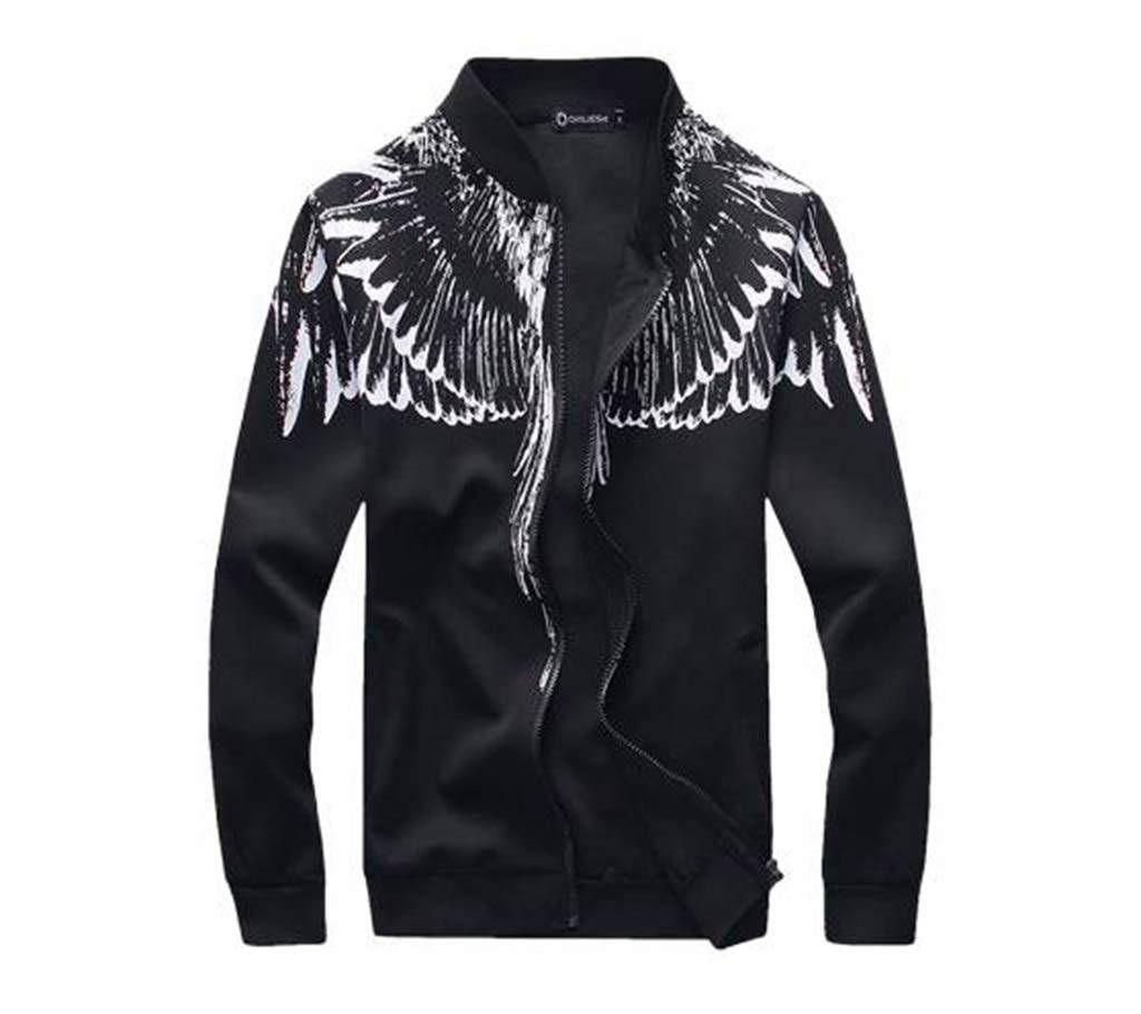 Mens Black Print Bonded Jacket