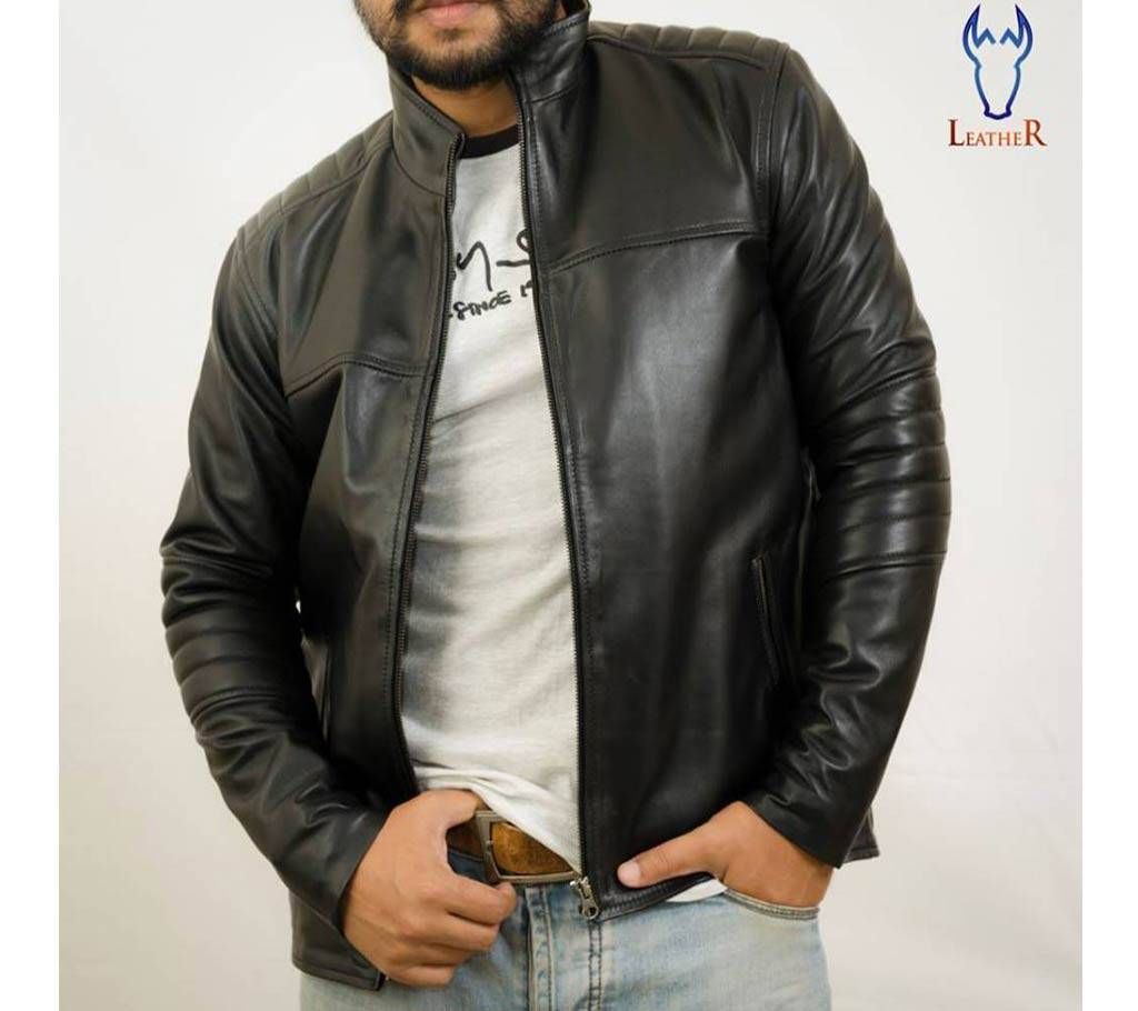 black motorcycle inspired High neck zip up jacket