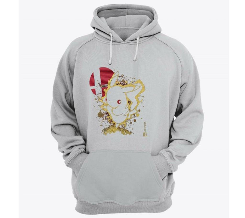Pikachu-Grey Melange-Mens-Hoodie