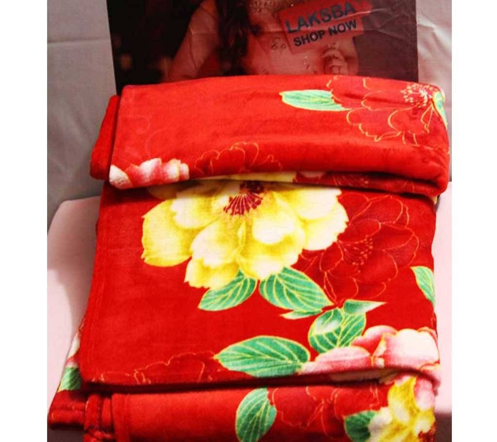 Red Flower printed  winter Blanket