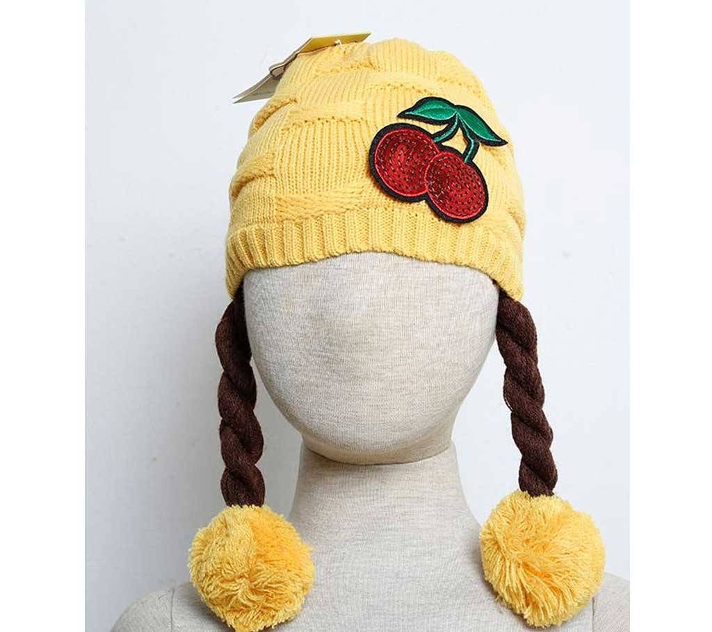 Kids Monkey Cap- Cherry (Yellow)