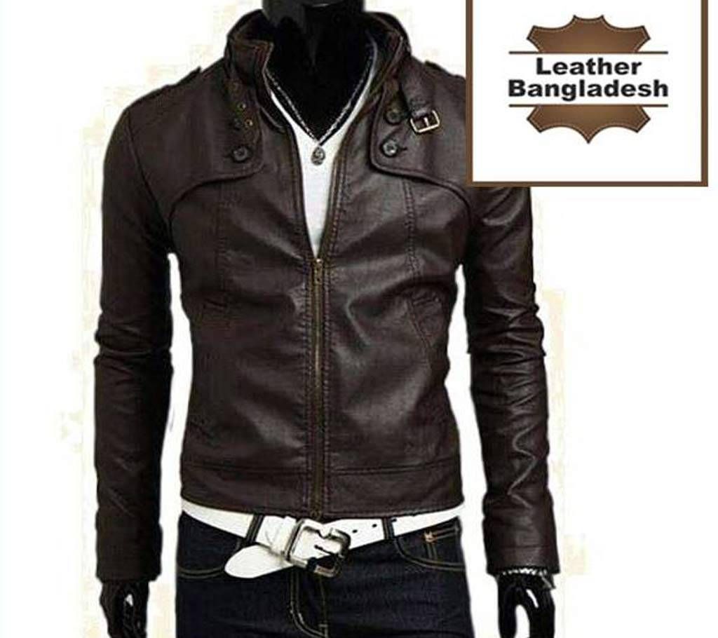 stylish brown color leather jacket for men