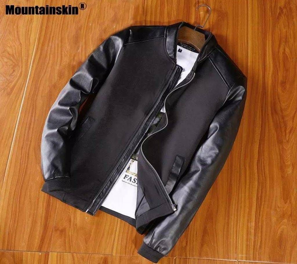 Artificial Leather Jacket For Man-Black 