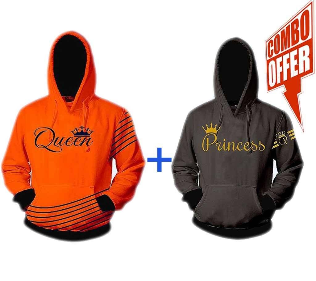 Womens Winter Hoodie  Orange  Queen  FAS +  Womens Winter Hoodie  Grey  Princess  FAS Combo Offer
