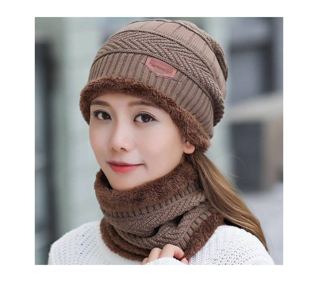 Special Winter Cap and Scarf Set- Brown