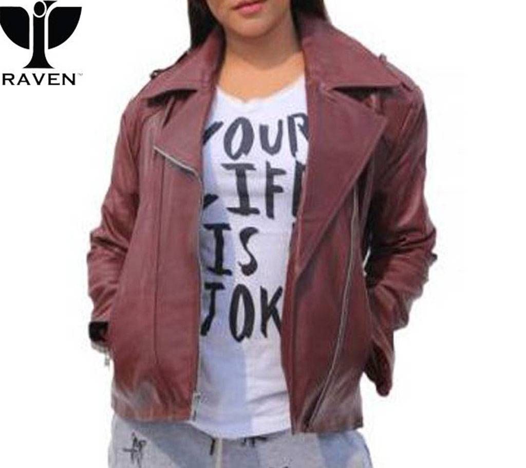 RAVEN WINE COLOR CLASSIC LADIES BIKER JACKET