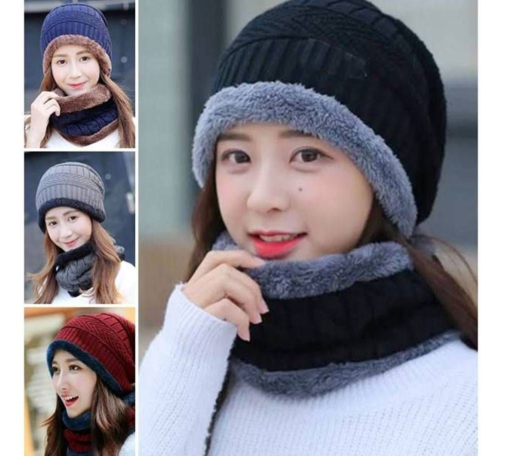 Woolen Ladies winter cap and scaref
