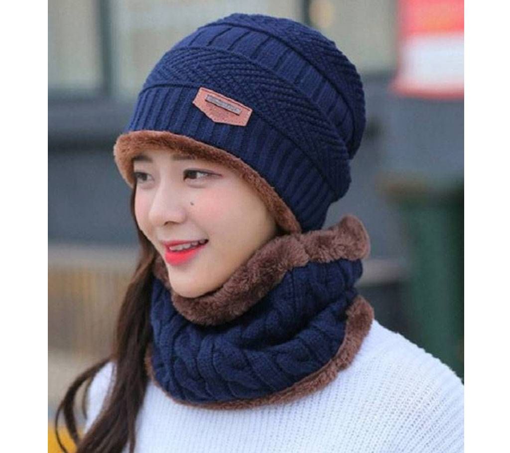 Ladies Woolen Winter Cap & Scarf Set (1 Set)