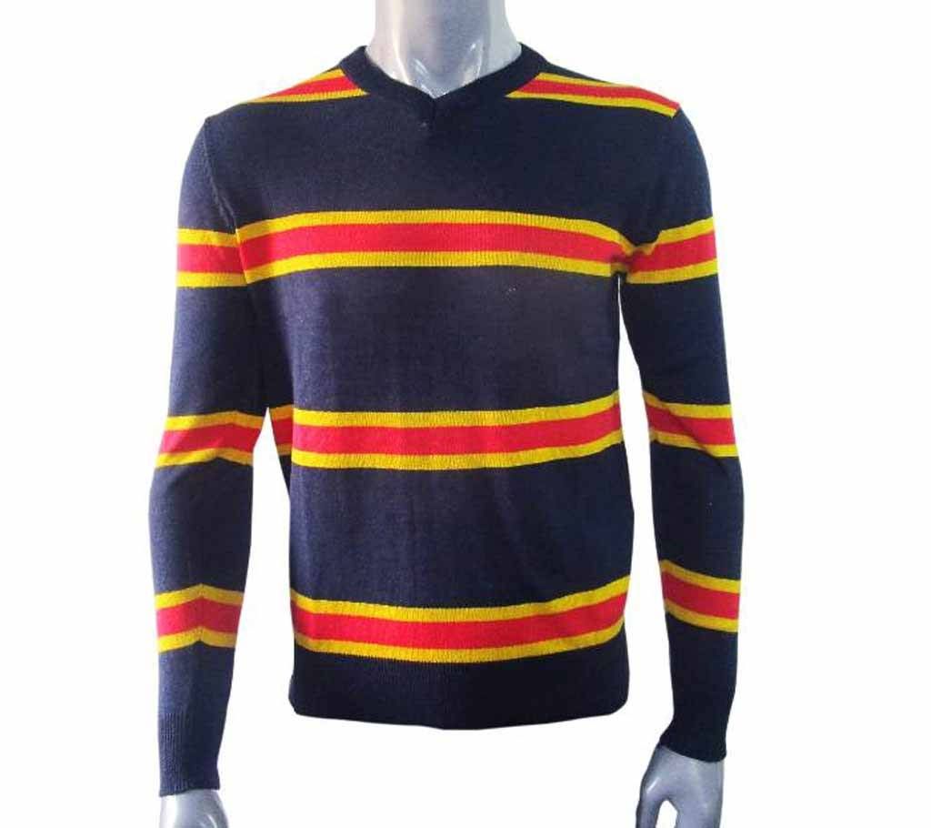 Mens check print cotton sweater