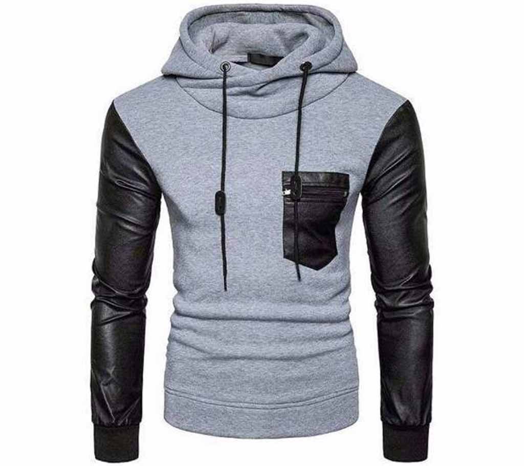 Artificial Leather Hand Hoodie For Men