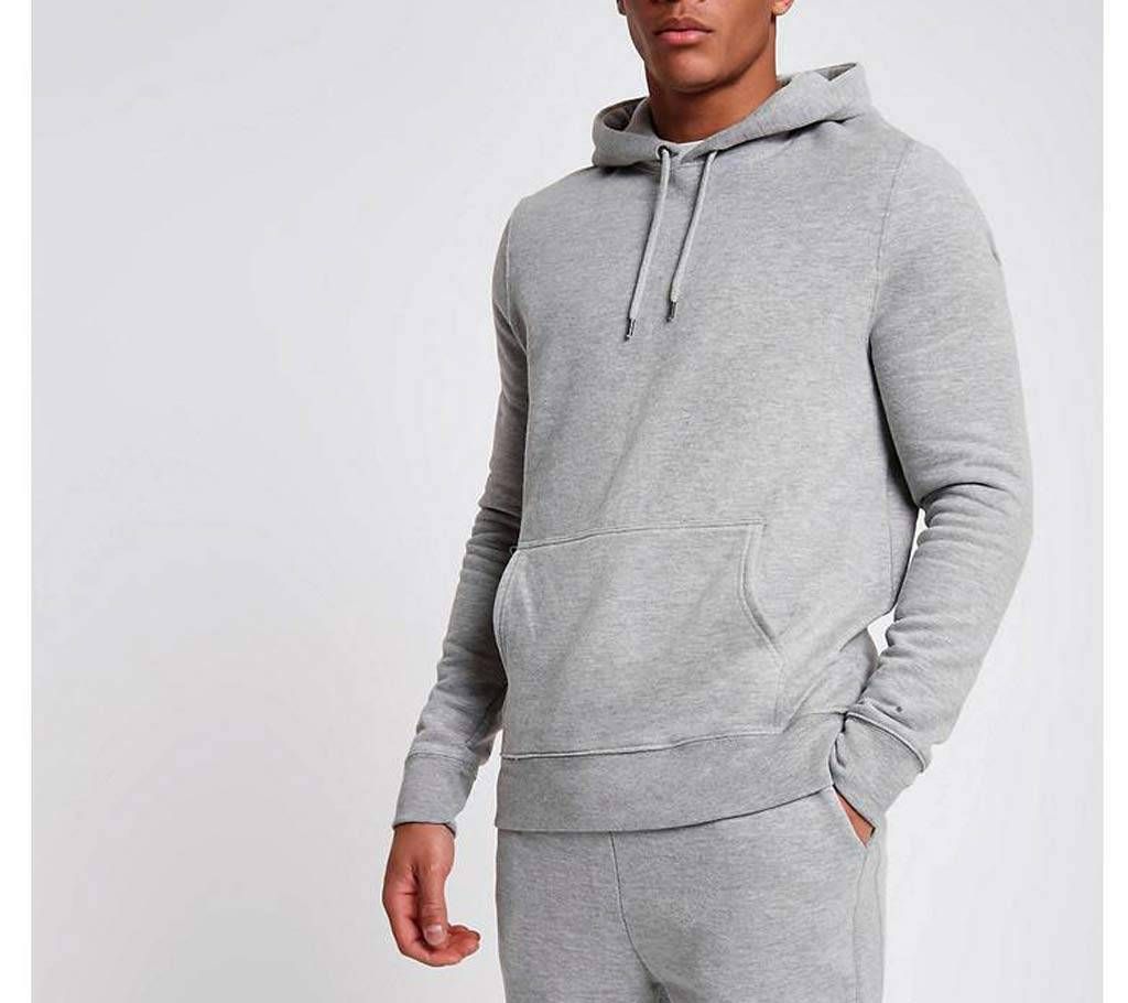Menz Grey Plain Hoodie