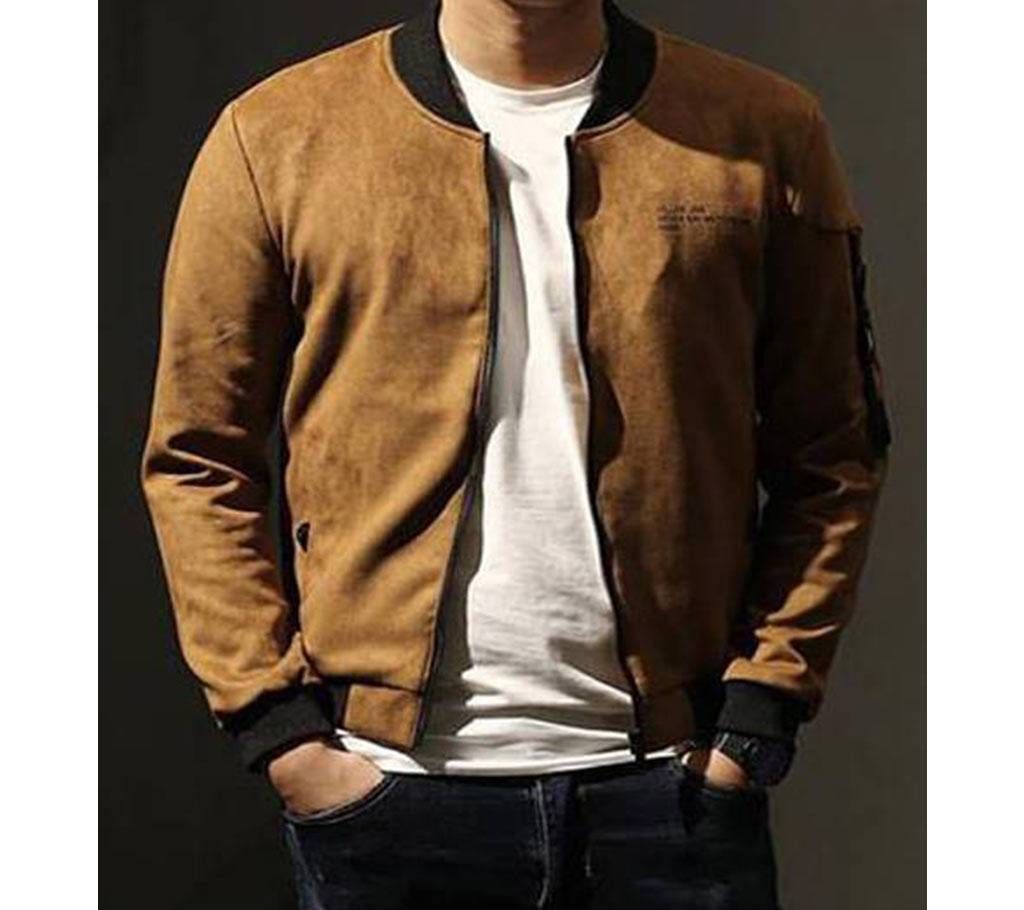 Golden Suede Leather Jacket For Men