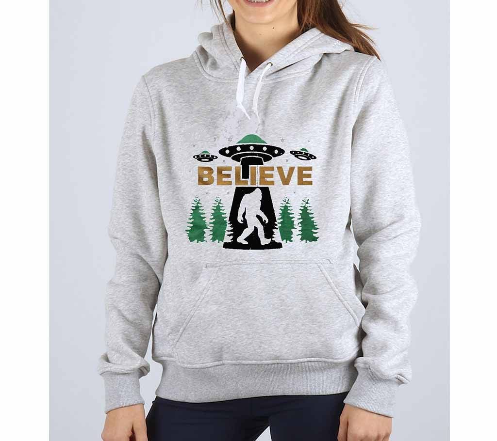 Believe-Grey Melange-Ladies-Hoodie