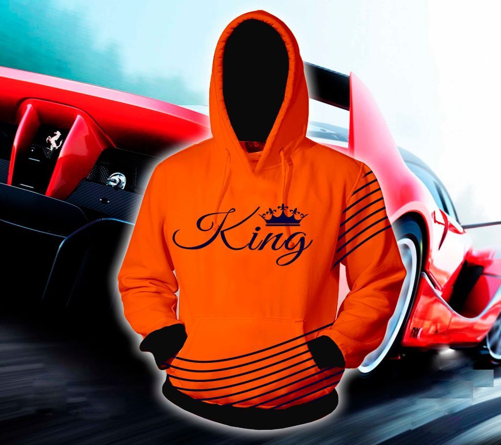 Mens Stylish Hoodie - Orange - King - FAS