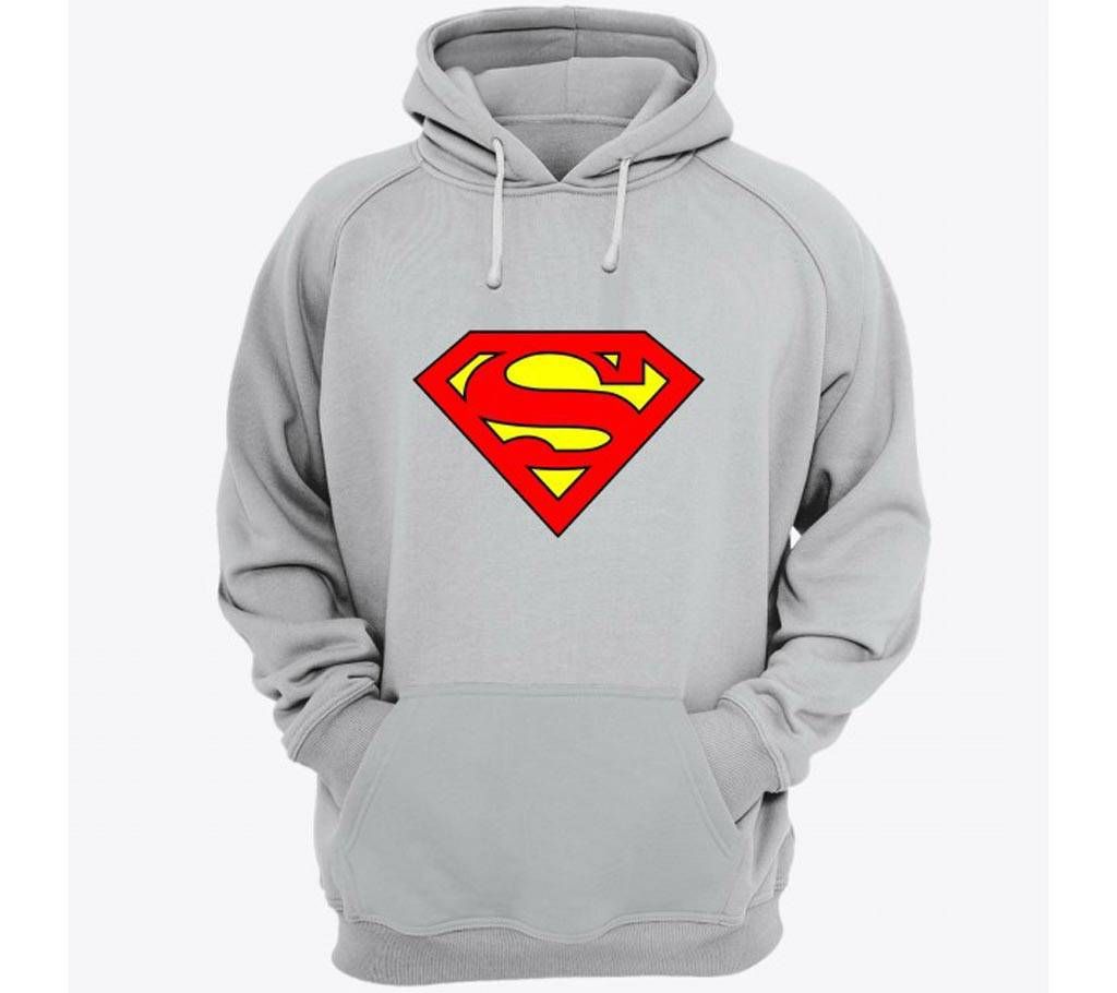 Superman-Org-Grey Melange-Mens-Hoodie