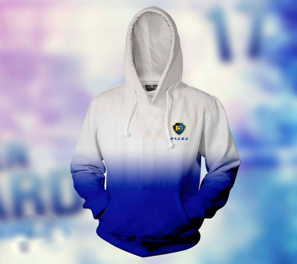  Mens Stylish Hoodie - White and Blue