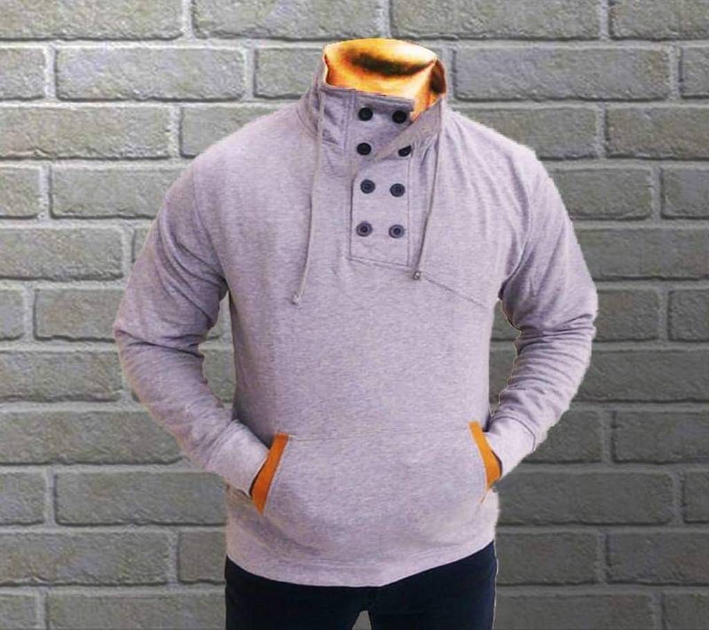 6 button men hoodie