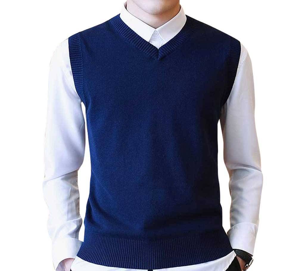 Navy Blue Gents Sleeveless Cotton Sweater