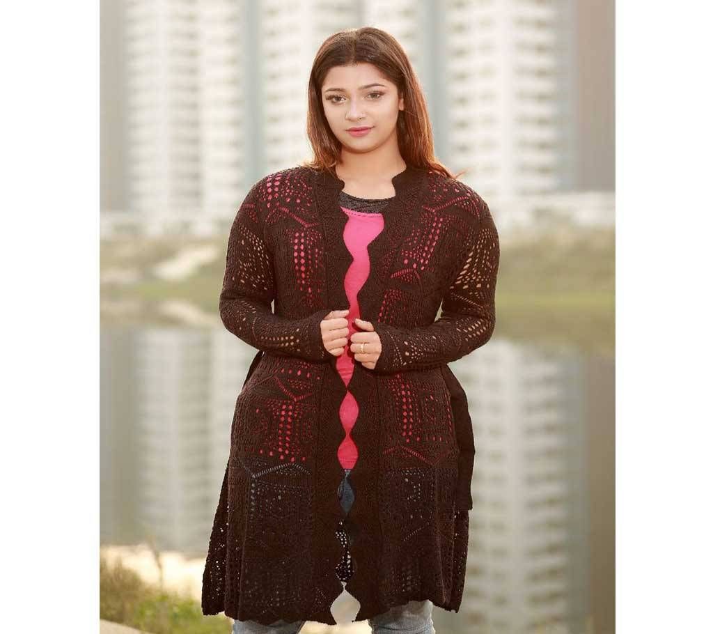 Coffee Fashionable Cardigan For Ladies