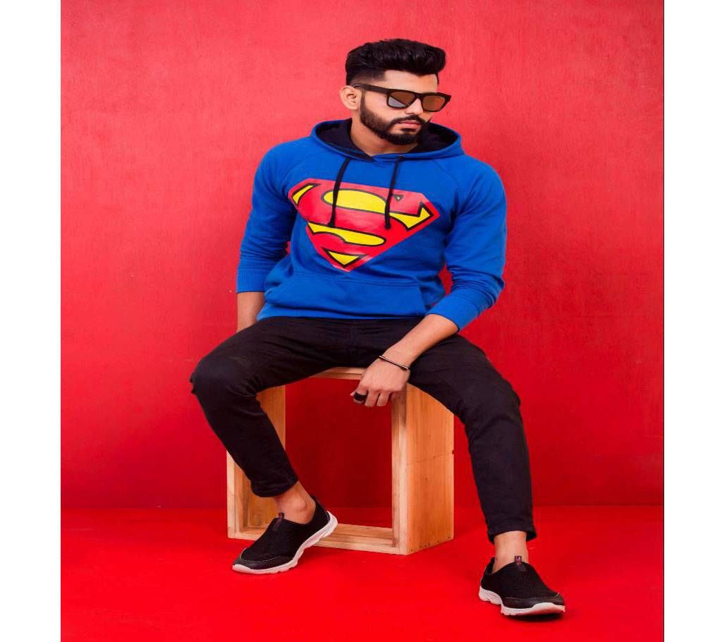 Superman Royal Blue Gents Full Sleeve Cotton Hoodie