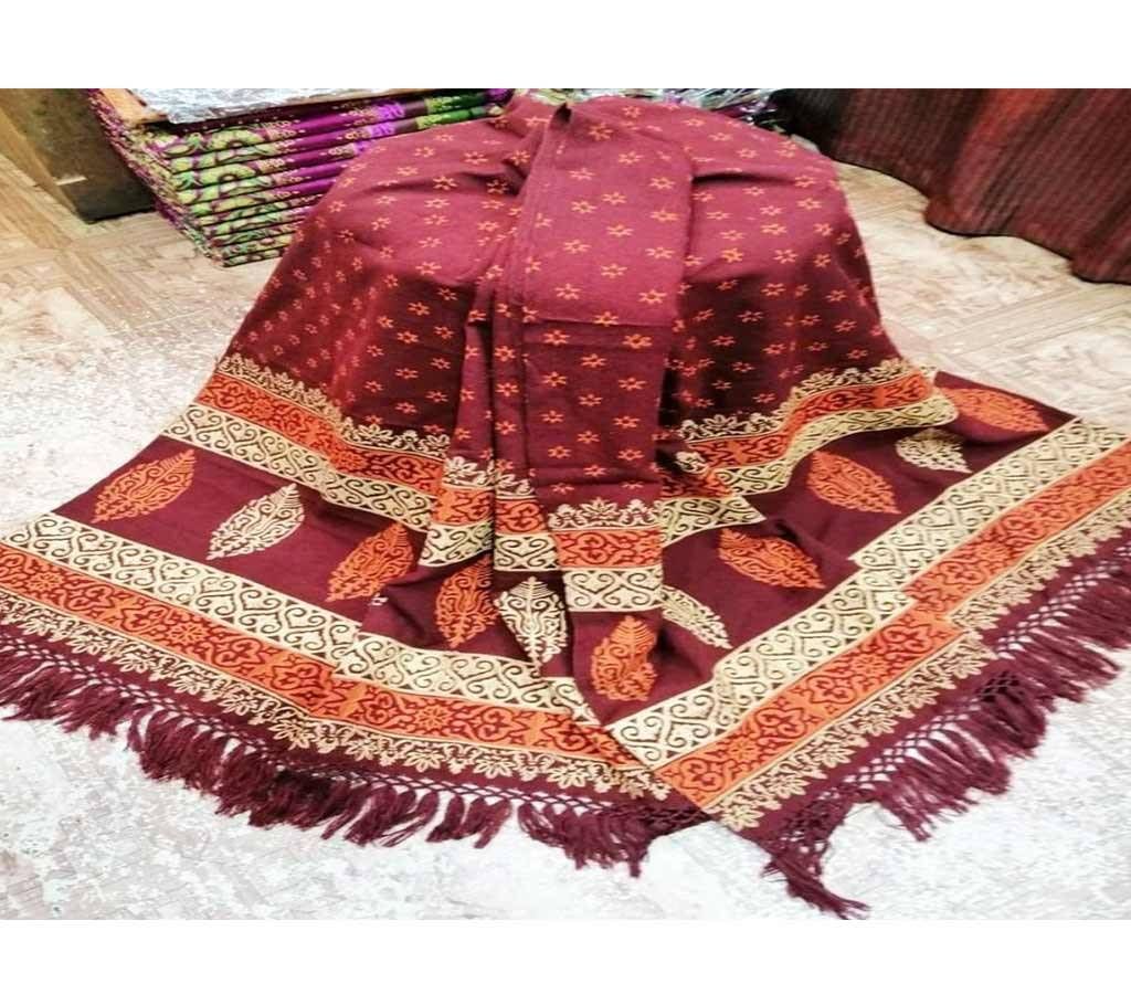 Maroon Shawl for Winter - 07 - MBB Winter Block Shawl  Length:5 hand  Width:2 hand