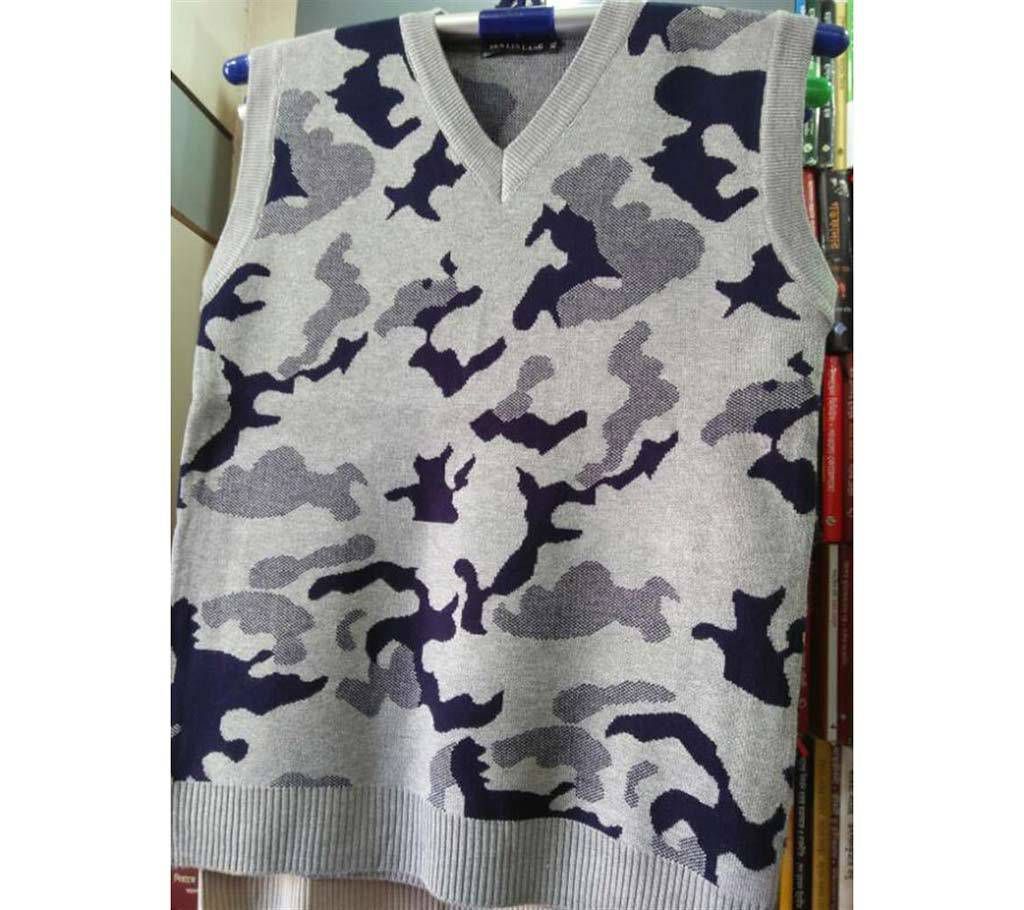 V Neck half Sleeve Thai Sweater -Ash Navy 