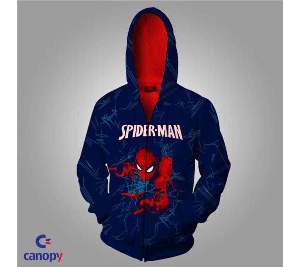 Full sleeve spiderman printed gents hoodie 