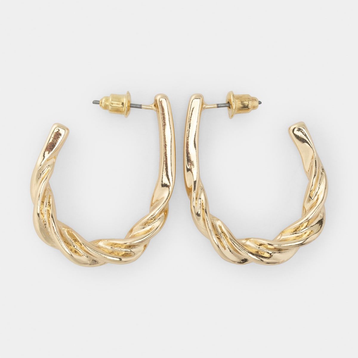 Half Twisted Hoop Earrings - Gold Look