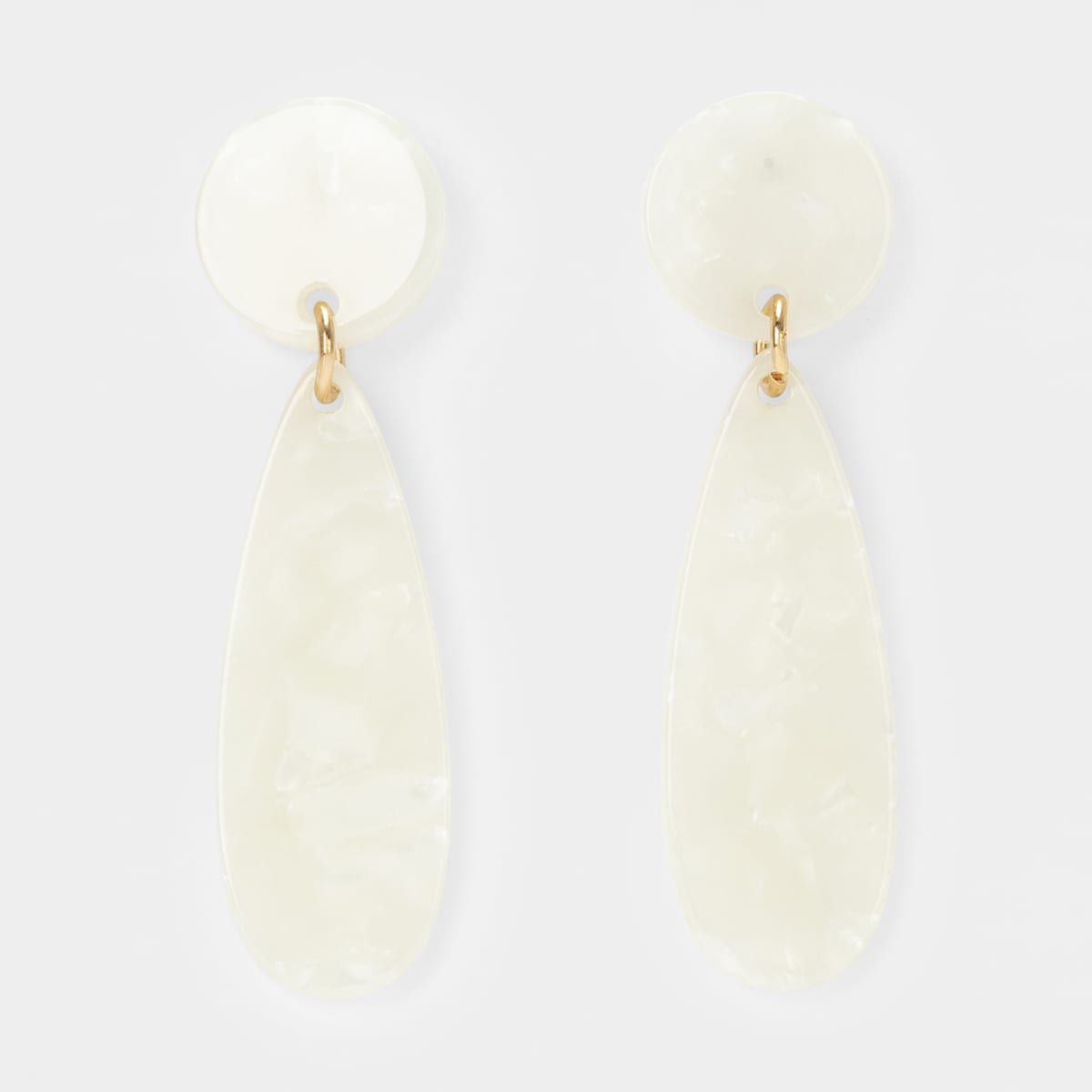 Resin Round Stud Drop Earrings - Beige