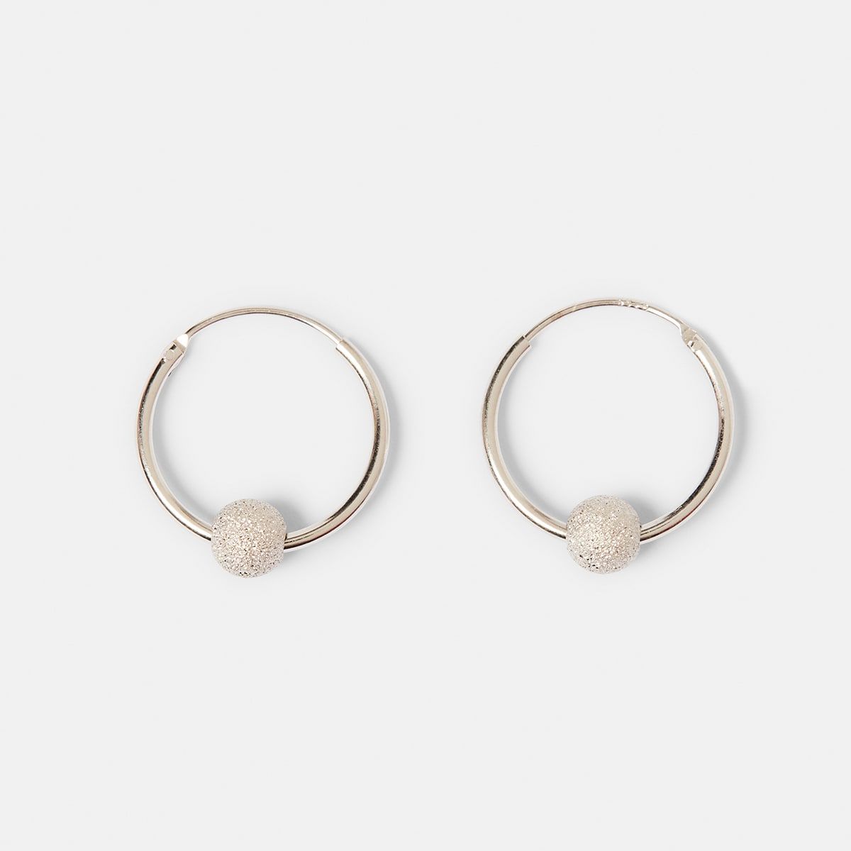 Sterling Silver Pave Ball Hoop Earrings