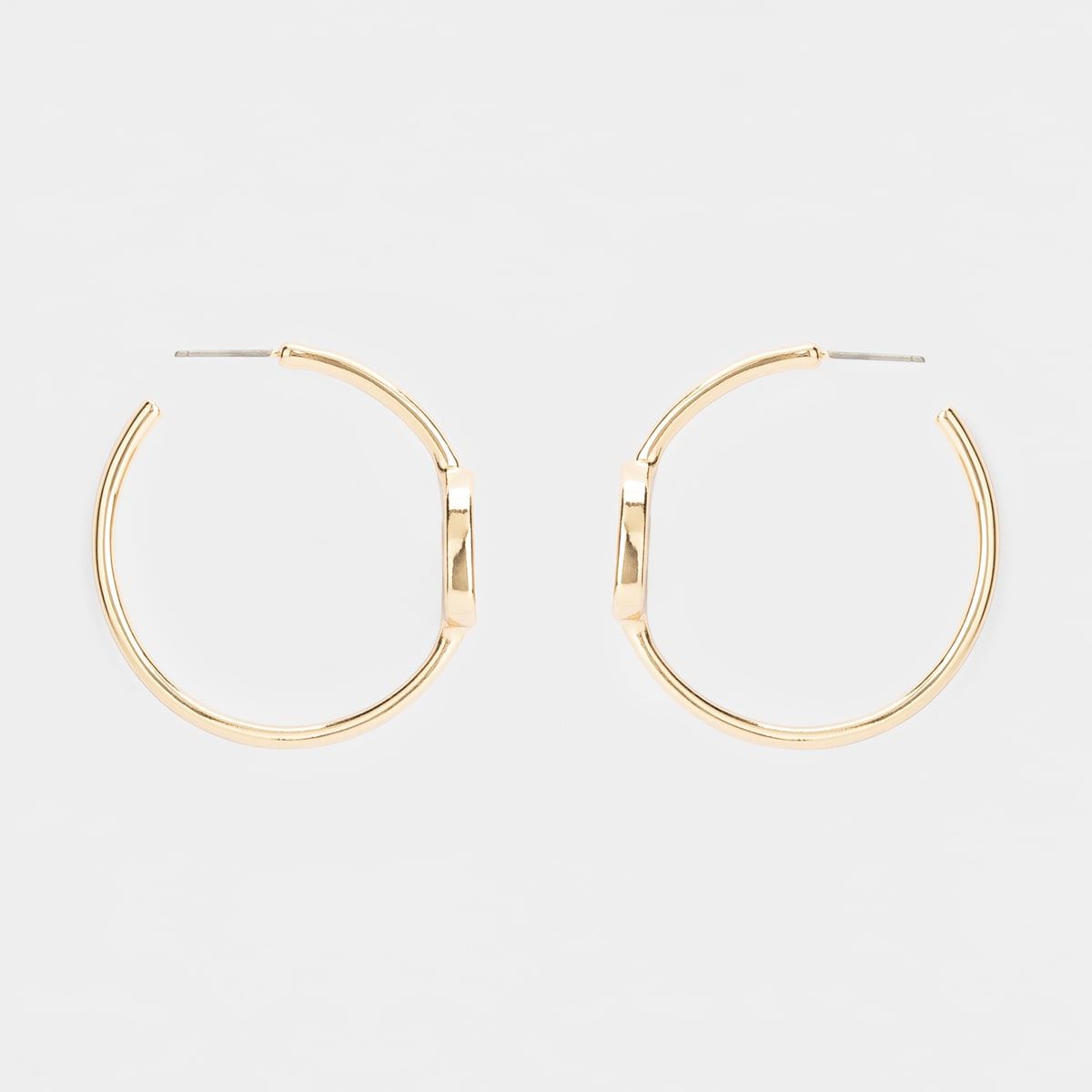 Abstract Stone Hoop Pearlised Look Earring - Gold Look